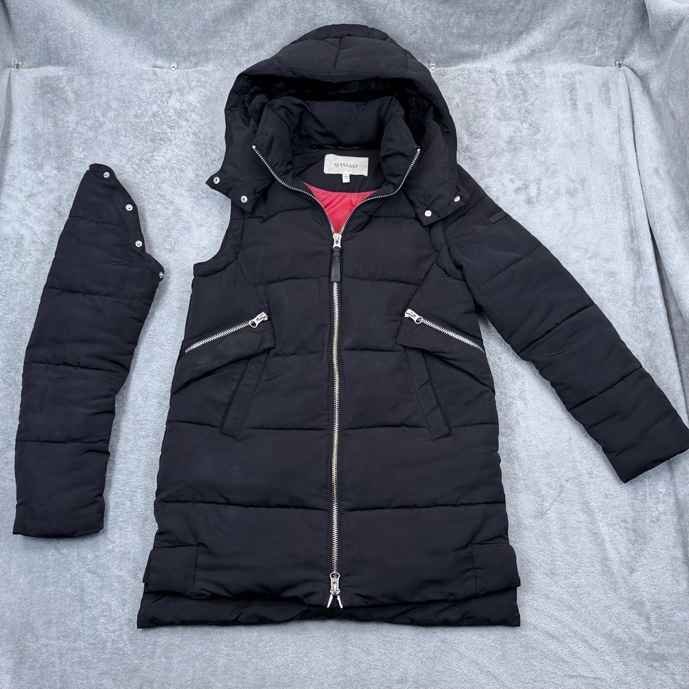 Derek Lam 10 Crosby Convertible Parka Coat Vest Womens Small Black Puffer Hooded